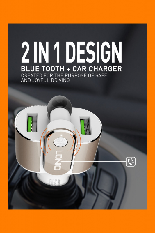 LDNIO - 2in1 藍牙耳機4.0 / 雙USB高速車充