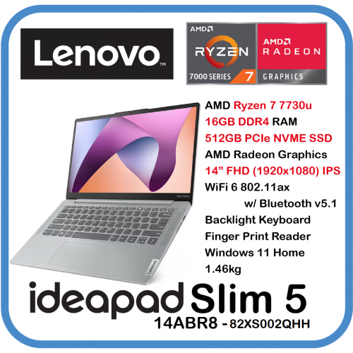 [8核心文書機款] LENOVO IdeaPad Slim 5 14ABR8 ( AMD Ryzen 7730U/ 14" FHD IPS ) 手提電腦