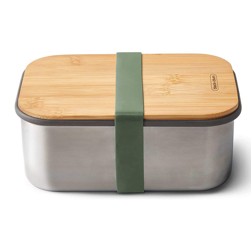black+blum 不鏽鋼天然竹蓋食物盒 1.25L - 橄欖綠