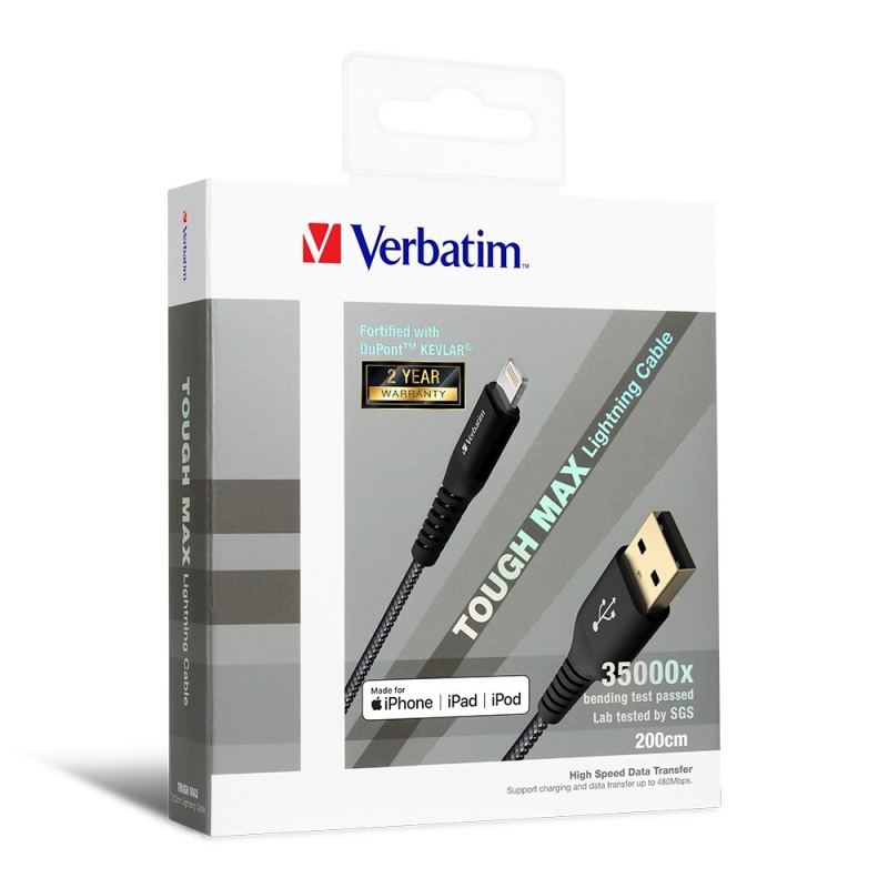 Verbatim Sync & Charge Tough Max Lightning Cable 200cm 66118