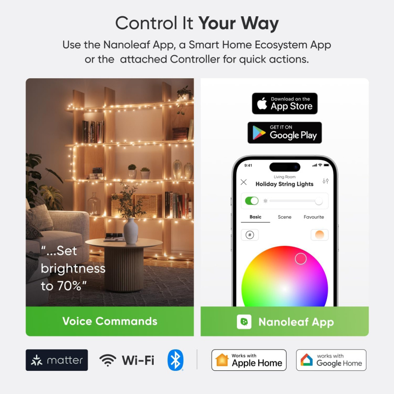 Nanoleaf 智慧節日燈串 Matter Smart Holiday String Lights (Each) 20M 香港行貨 ...