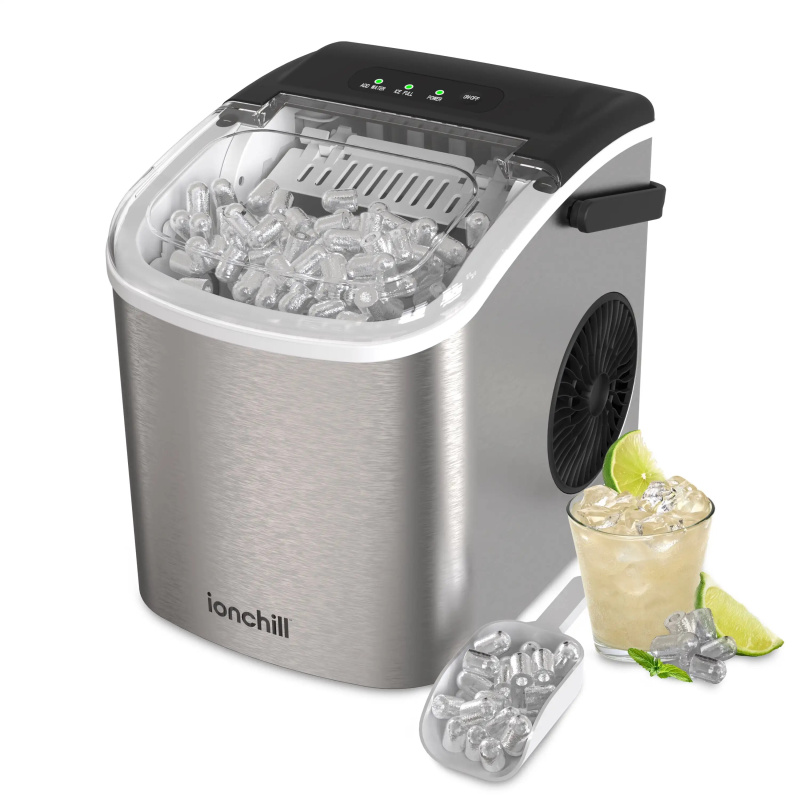 Ionchill 快速製冰機,26 磅24 小時便攜式檯面子彈頭製冰機 - 豐盛數碼電器