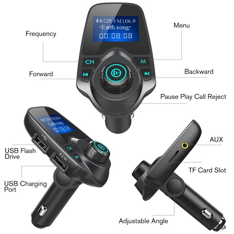In Car Hands Free Bluetooth Music Fm Transmitter Kit 藍芽車載音樂播放器免提 S2523 Noodle Premium