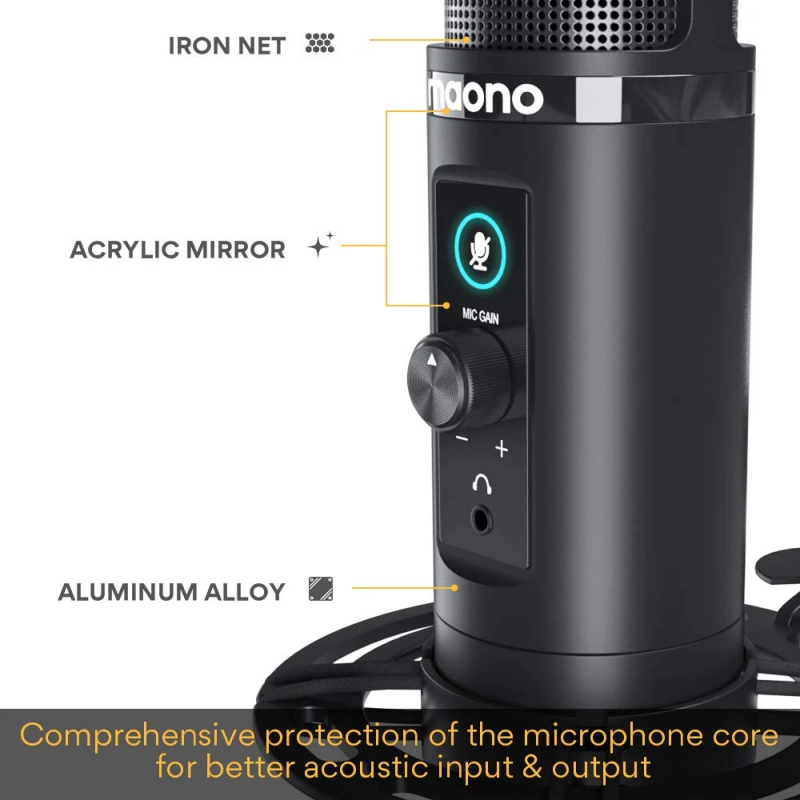 MAONO USB Microphone Podcast Zero Latency Monitoring PM422