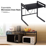 2層伸縮廚房微波爐架 [黑色]