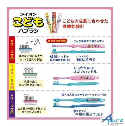 LION -麵包超人兒童牙刷x 1支 0-3歲適用-日本直送(顔色隨機發貨)
