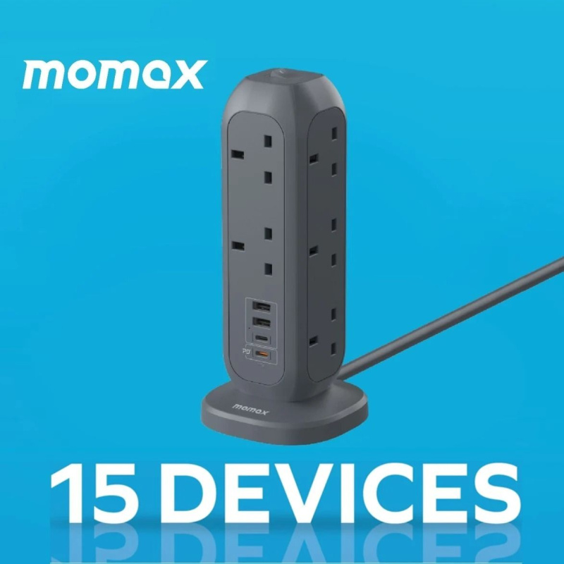 MOMAX - ONEPLUG PD20W 2A2C 11位拖板 US11 USB拖板 黑色 black 垂直拖板 防火安全 小家電友好 ...