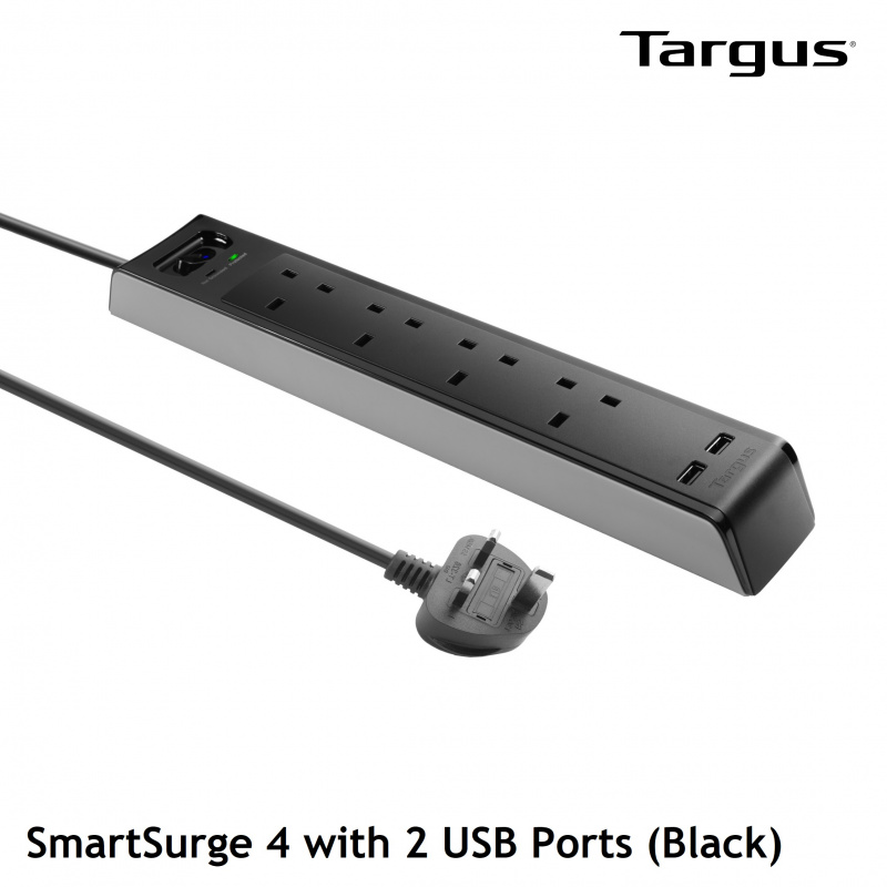 Targus SmartSurge 4位 + 2 USB 防雷拖板 APS10AP