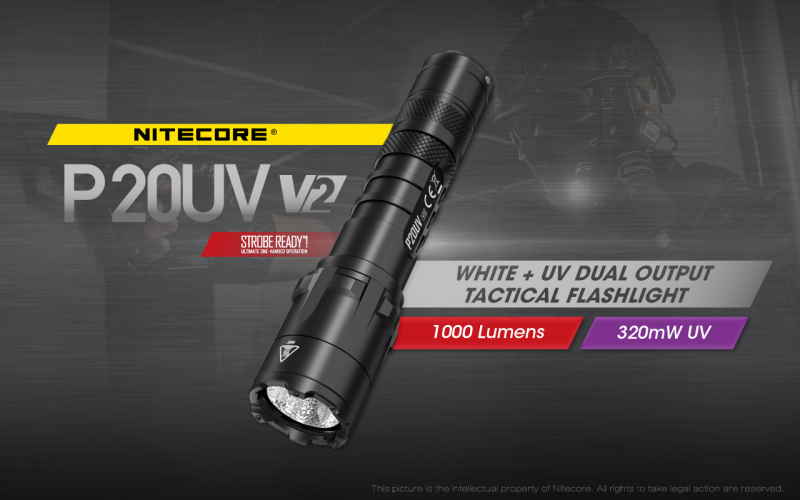 Nitecore P20UV V2 白光+365nm UV 紫外線 18650 戰術電筒 連NTH20 快拔套