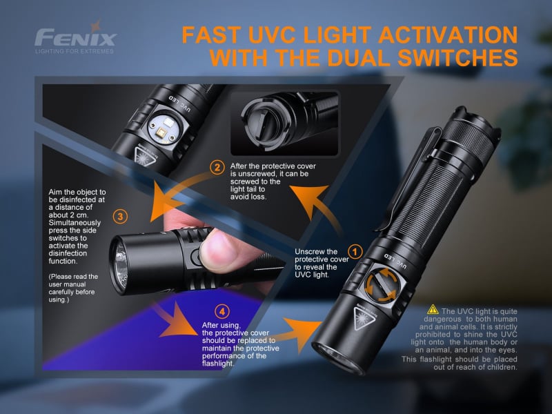 Fenix LD32 UVC UV-C 1200lm 消毒殺菌 LED 18650 USB 充電 電筒