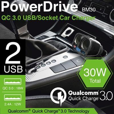 Capdase Powerhub BM30 2-Socket and 2-WSB QC 3.0 Car Charger CA00-PD01