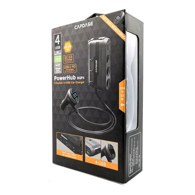 Capdase Powerhub BQP4 3-Socket and 4-USB QC 3.0 and USB-C PD Car Charger CA00-PA01