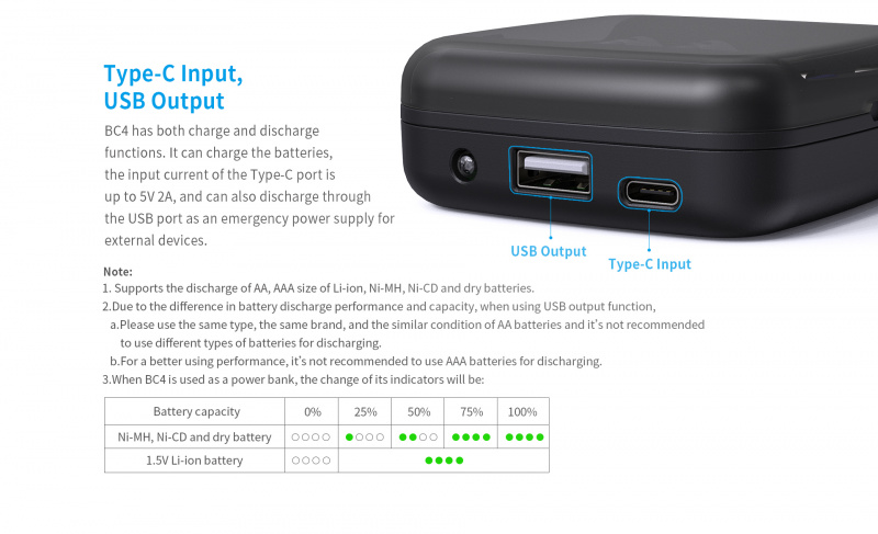 {MPower} XTAR BC4 USB LED Charger 1.2V 和 1.5V 充電器 ( 2A, AA, 3A, AAA ) - 原裝行貨