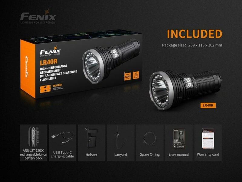 Fenix LR40R 12000流明 USB-C充電 遠射+泛光電筒 香港行貨
