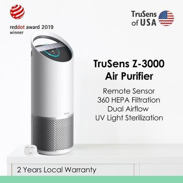 (全港免運) TruSens 紫外光消毒殺菌空氣淨化機 Z-3000 +送 Power Living 三合一UV除蟎吸塵機 MC800 1部