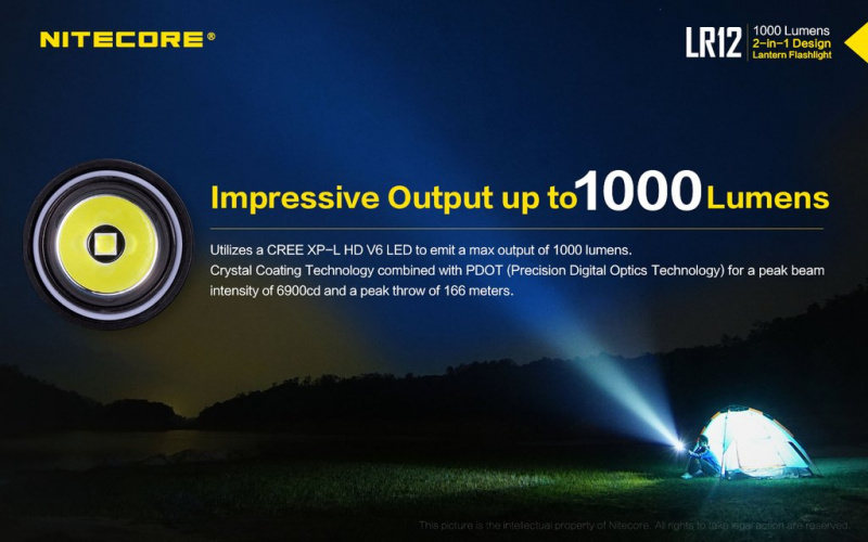 Nitecore 伸縮電筒營燈 (LR12 1000lm)
