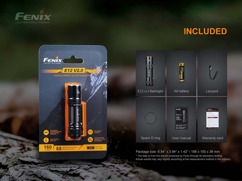 Fenix E12 V2.0 AA 160lm 電筒 可配USB電