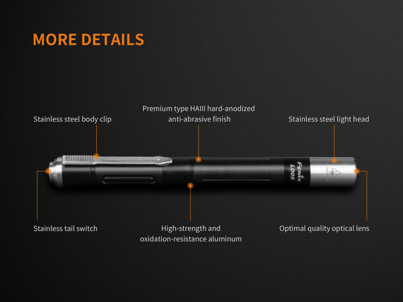 Fenix LD05 V2.0 100lm 白光, 365nm UV 2xAAA 電筒筆