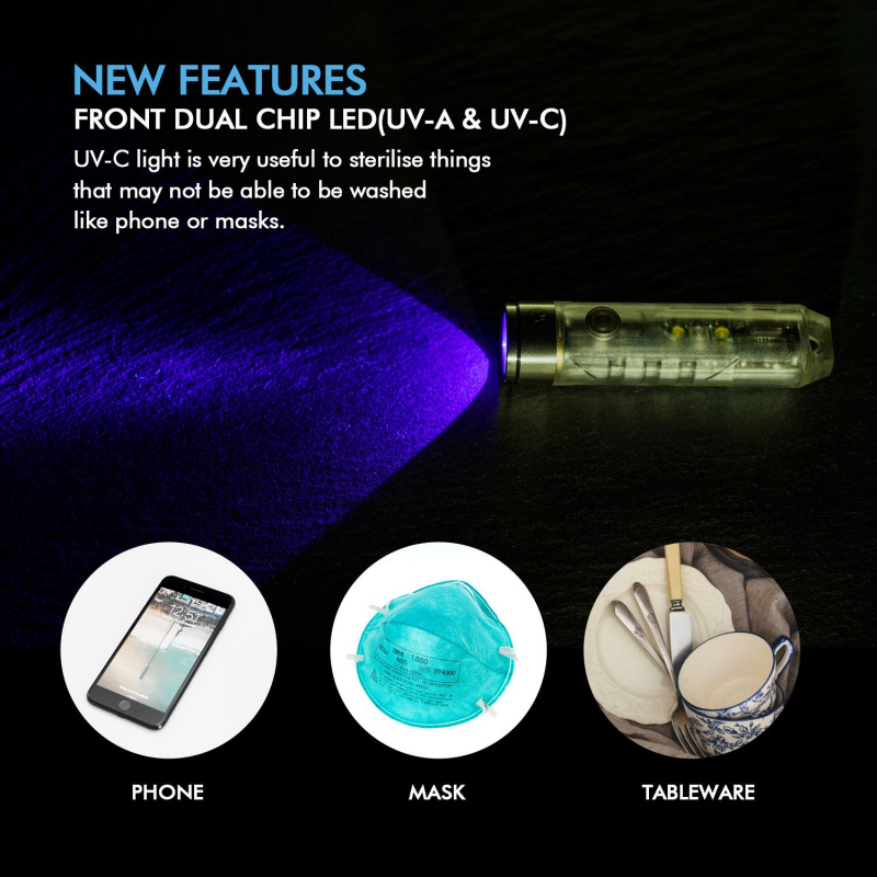 Rovyvon A8Pro UV-C 紫外線 UV殺菌 側燈 照銀紙 驗鈔 UV USB充電 匙扣 電筒 A8 Pro
