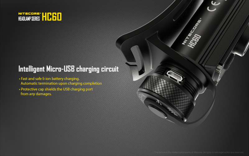 Nitecore HC60 Cree XM-L 頭燈 工作燈 18650 電池 USB 充電