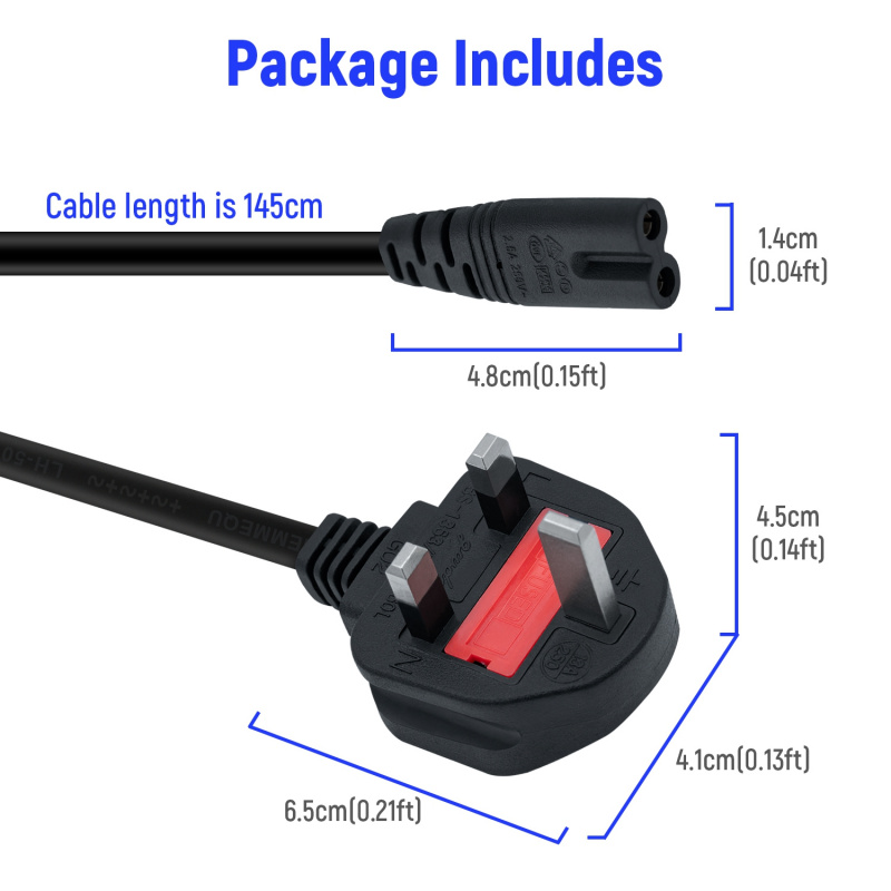 1.8M PS4 / PS3 AC電源線-UK插頭 支援LED電視 歡迎電話