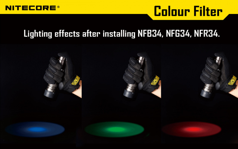Nitecore NFD34 NFR34 NFB34 NFG34 34mm 電筒 濾鏡