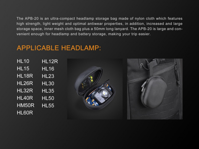Fenix APB-20 頭燈 保護包 保護頭燈, 防止意外開啟