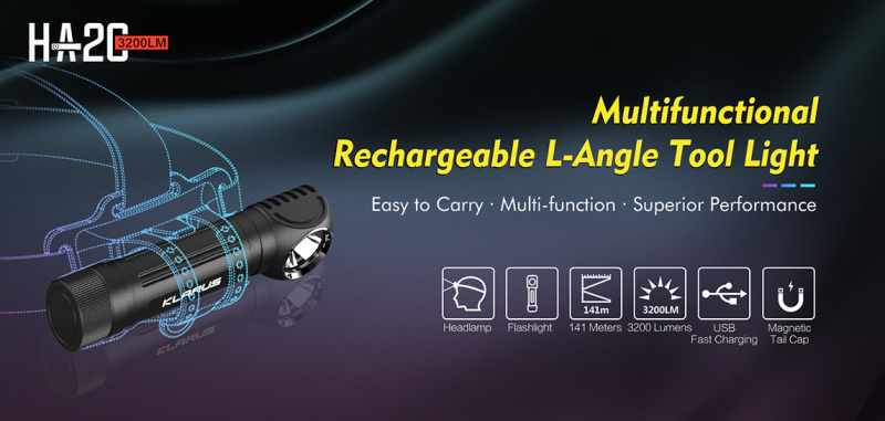 Klarus HA2C 3200lm Cree XHP70.2 USB 充電 頭燈 工作燈