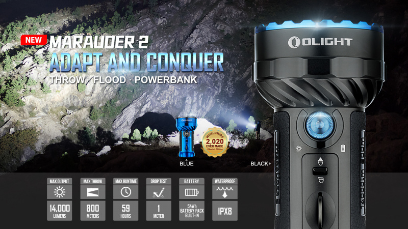 Olight Marauder 2 14,000lm 泛光+聚焦 USB-C充電 電筒