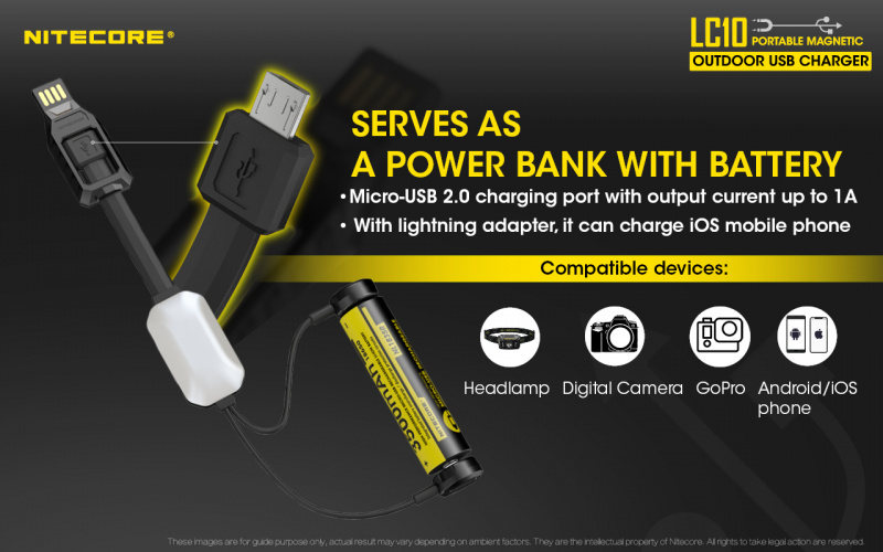 Nitecore LC10 USB 鋰電池 充電器 / 應急照明燈 電筒