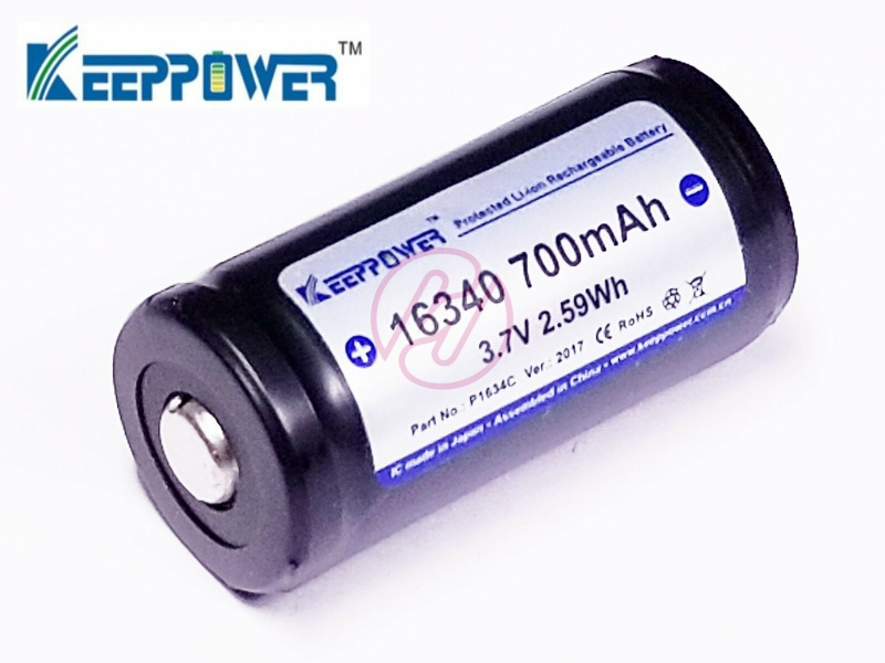 Keeppower 16340 700mAh 3.7v 有保護 鋰電 充電 Li-ion 電池