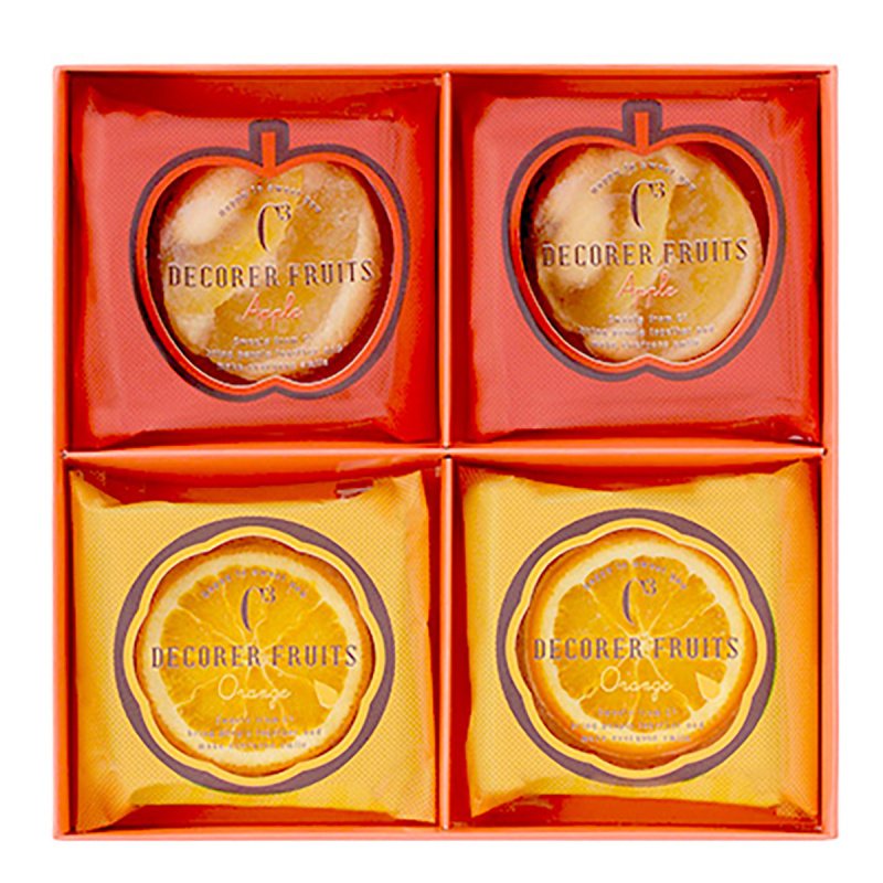 日本C3 甜點工藝店 蘋果x橙果乾 特色工藝蛋糕禮盒 (1盒4件)【市集世界 - 日本市集】