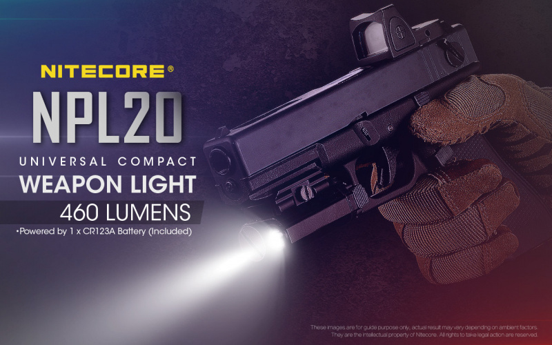 Nitecore NPL20 戰術槍燈 460lm Picatinny 手槍燈 戰術點放/爆閃 電筒