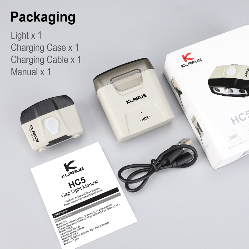 Klarus HC5 感應式開關 頭燈 工作燈 連流動USB充電盒
