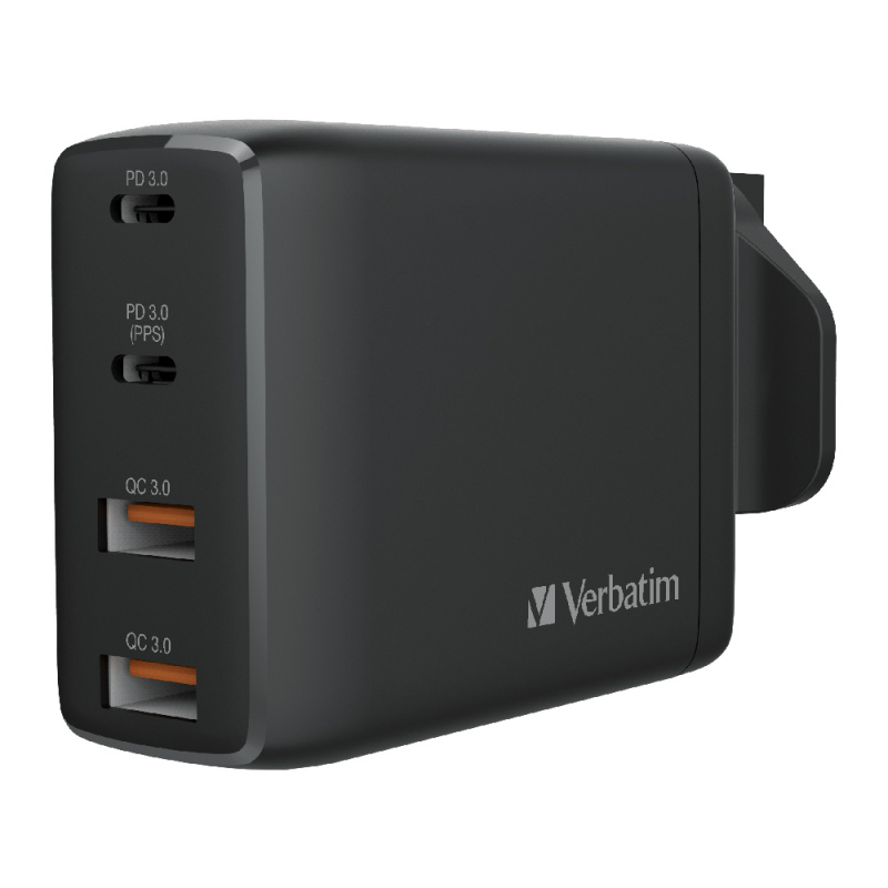 Verbatim 4 Port 100W GAN USB 充電器 黑色 66545