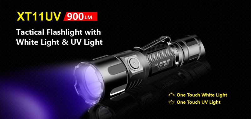 Klarus XT11UV 900lm 白光+ 300mW 365nm UV USB充電 電筒