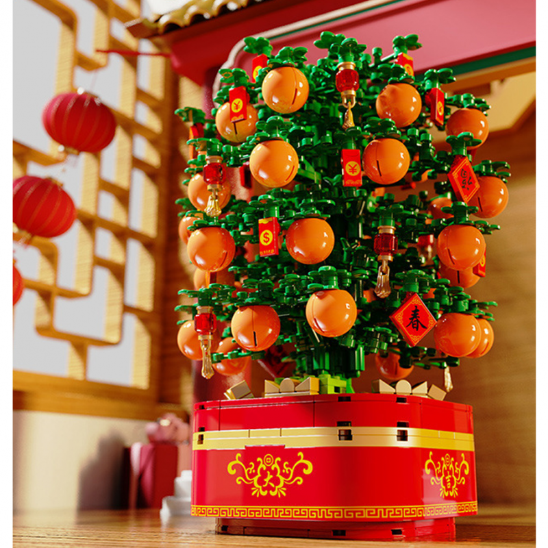2021年 新年 新春 積木 金桔樹 旋轉燈光音樂盒  益智兒童 玩具禮物 利是 利士 紅包 揮春