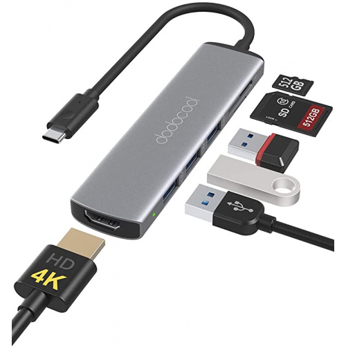 dodocool DC88GY 6合1 USB C集線器多端口適配器