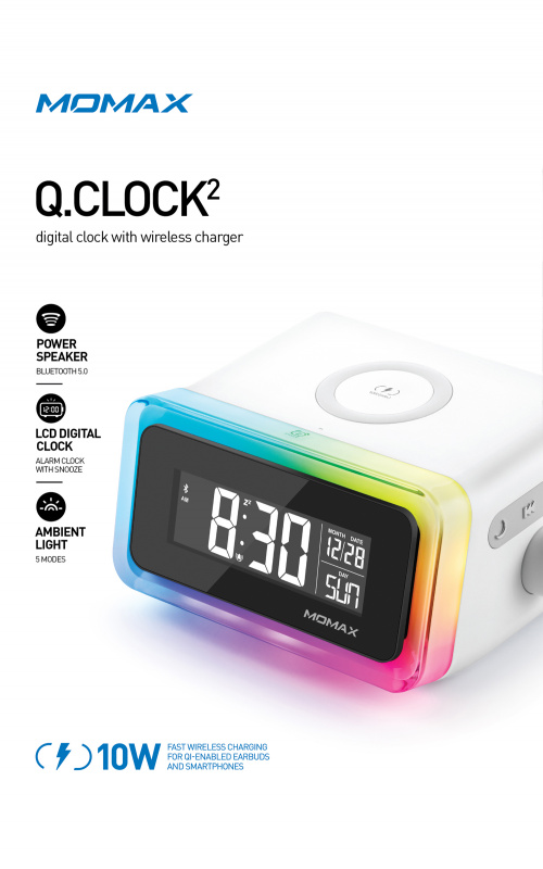 Momax Q.Clock2無線充電子鬧鐘#QC2UKW