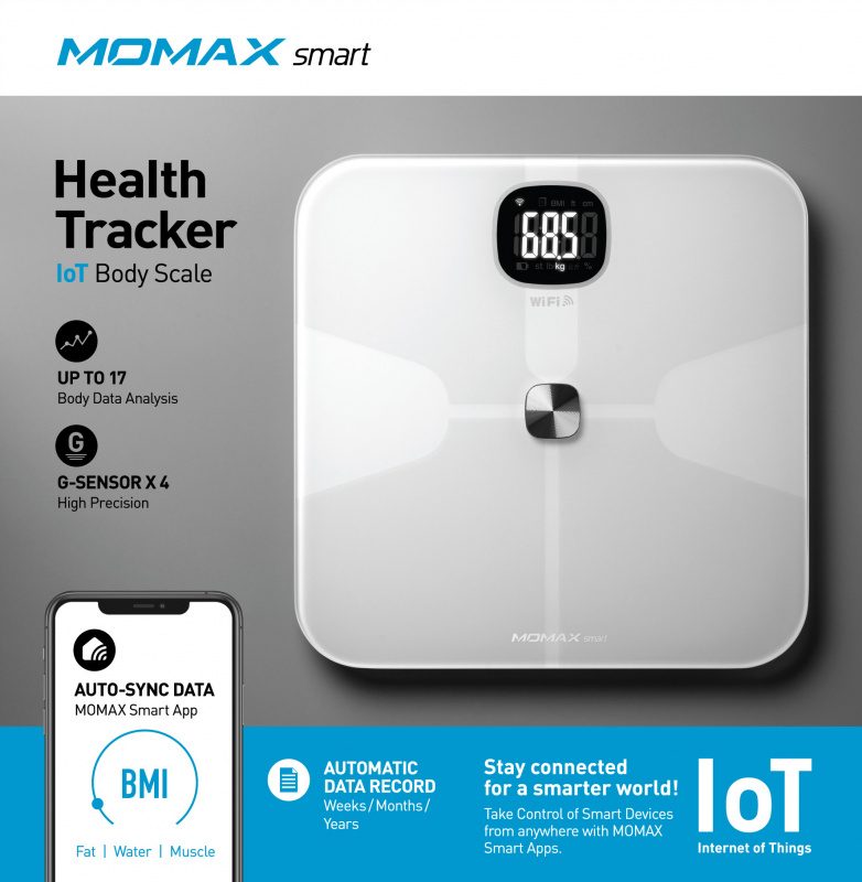 Momax HeaIth Tracker 智能體脂磅(白/藍)