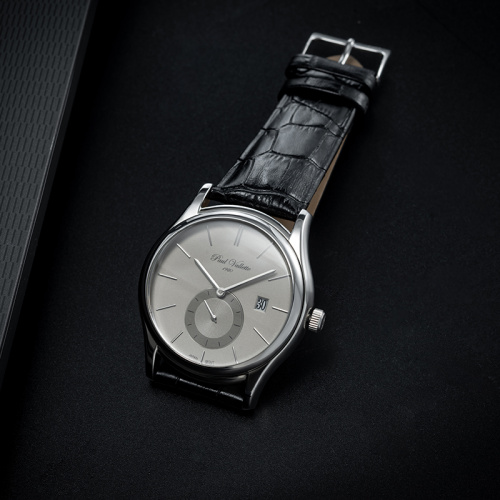 Paul Vallette 1920 Men’s watch 簡約黑色皮錶手錶 [PV150211-SS-04]