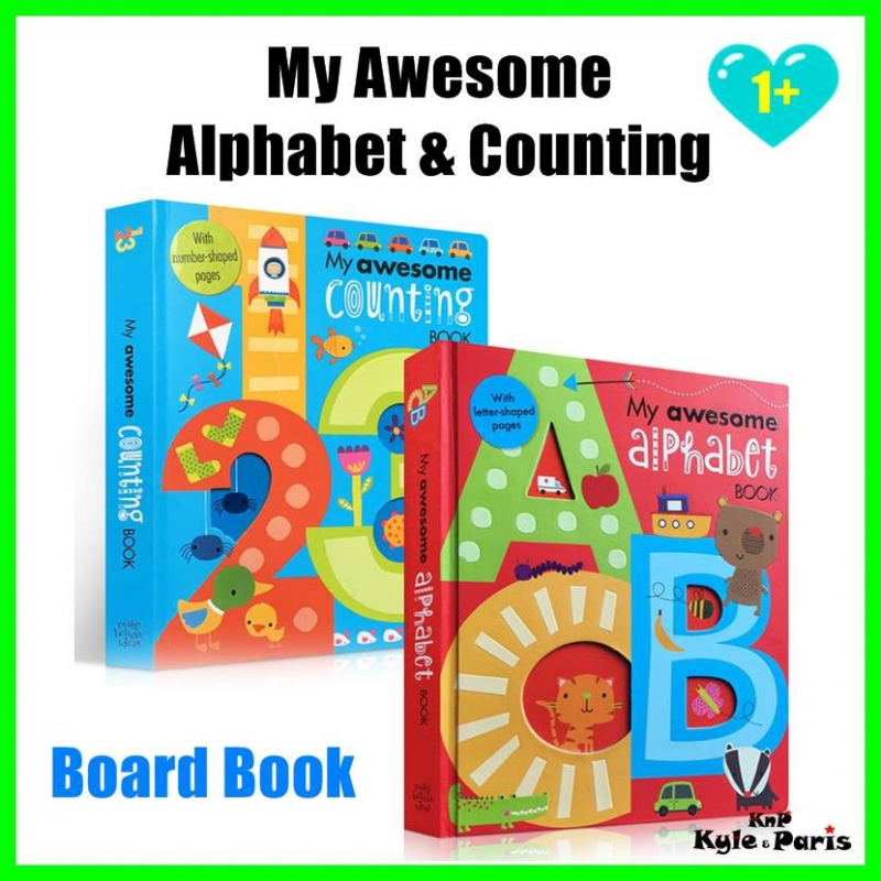Make Believe Ideas - ABC 字母詞紙板書: My Awesome Counting Book｜123數字書 Alphabet Book 3-6翻翻｜平行進口產品