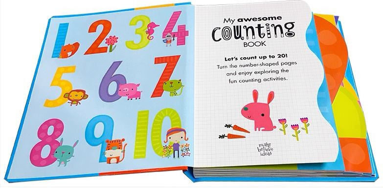 Make Believe Ideas - ABC 字母詞紙板書: My Awesome Counting Book｜123數字書 Alphabet Book 3-6翻翻｜平行進口產品