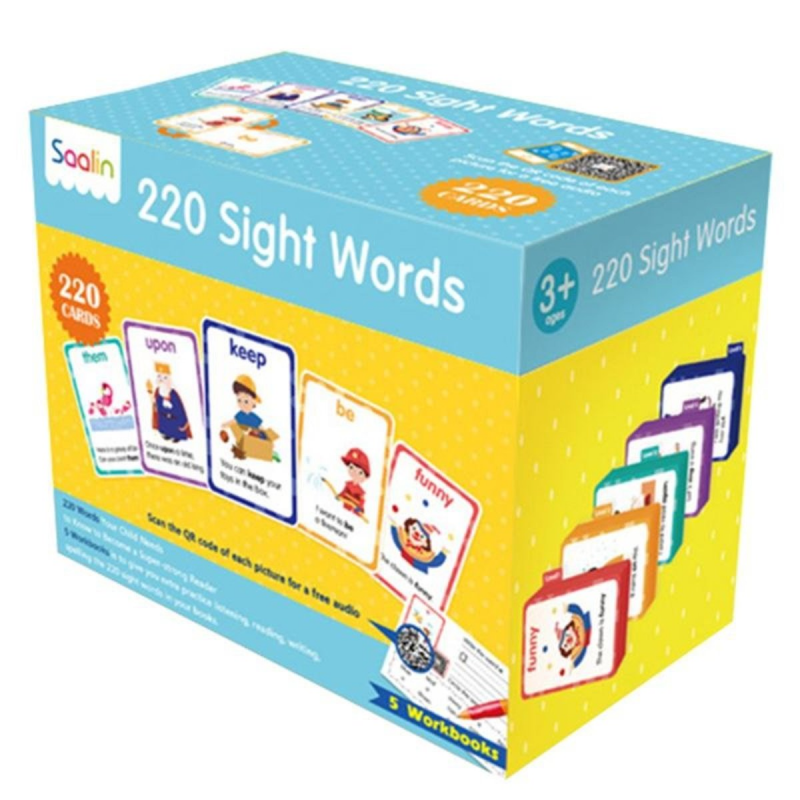 Saalin - Sight Words【220個英語單詞閃卡+5本練習冊】盒裝｜平行進口產品