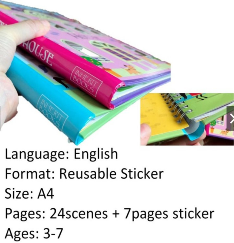 日本BES - Sticker stencil book set 英文繪本靜電貼紙書 - 超過450個可重複使用貼紙 (House/Castle)