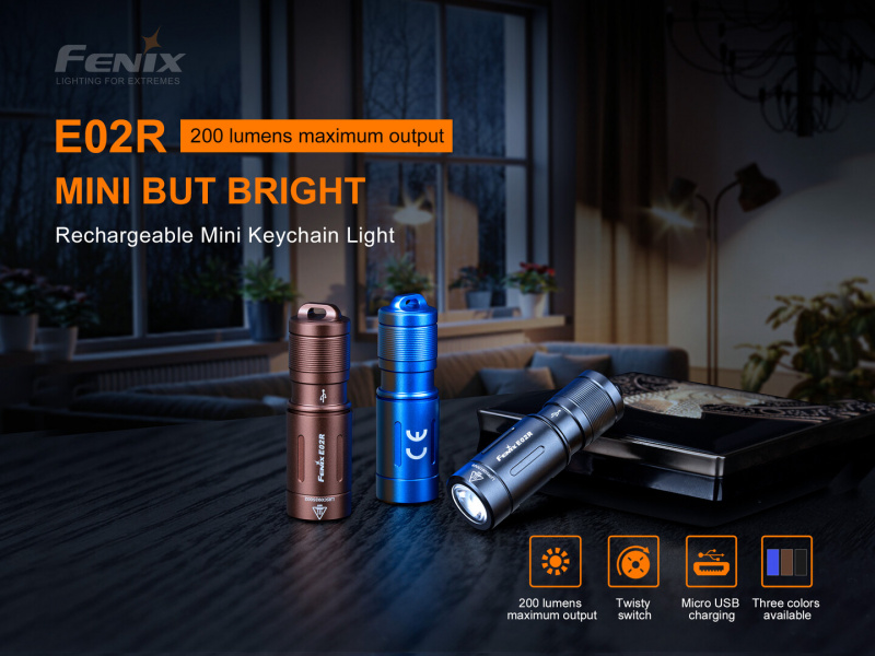 Fenix E02R 200lm USB充電匙扣燈 電筒
