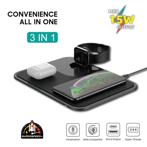 Elementz 3-in-1 皮面纖薄無線充電基座[FC-003]