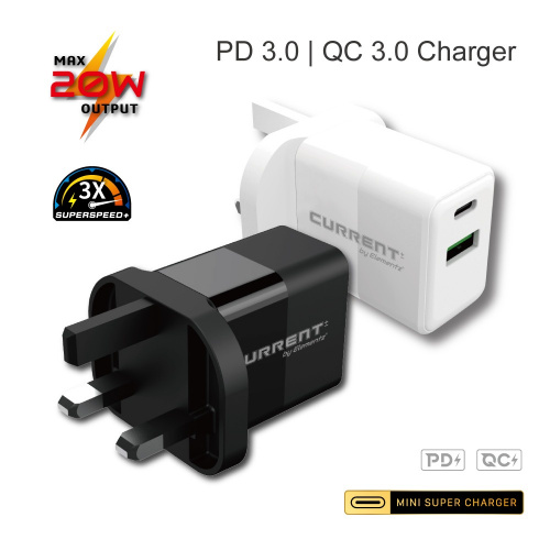Elementz 2-PORT 20W PD+QC 超迷你充電器[PD-054C][2色]