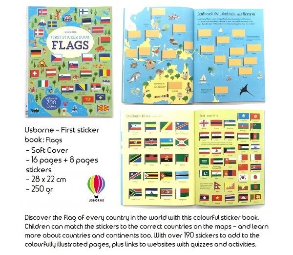 Usborne - Sticker book/ Flags/ Cars【一套三本】｜原版場景創意貼紙書｜平行進口產品