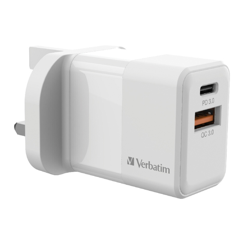 Verbatim 2 Port 20W PD & QC 3.0 USB充電器 (66633)